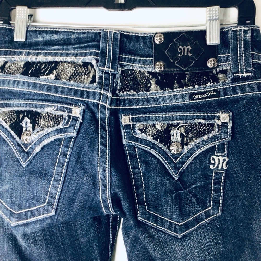 Miss Me Blue Jeans with Black and White Accents